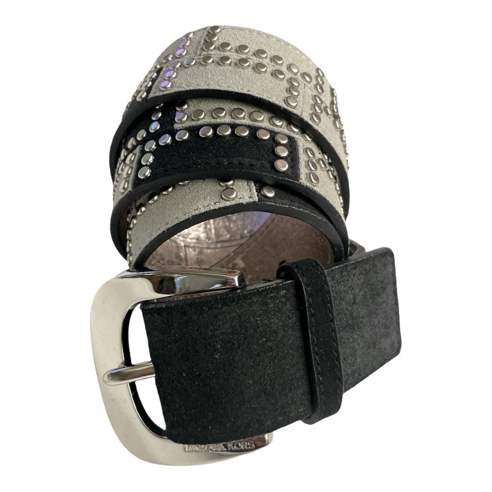 Vintage Michael Kors Suede Black, Gray and Studded leather belt